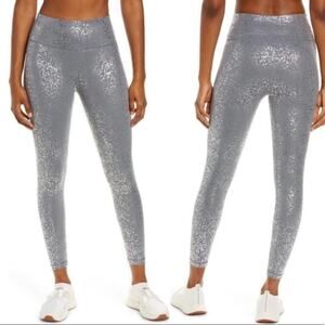 Sweaty Betty Metallic Silver High-Rise Leggings